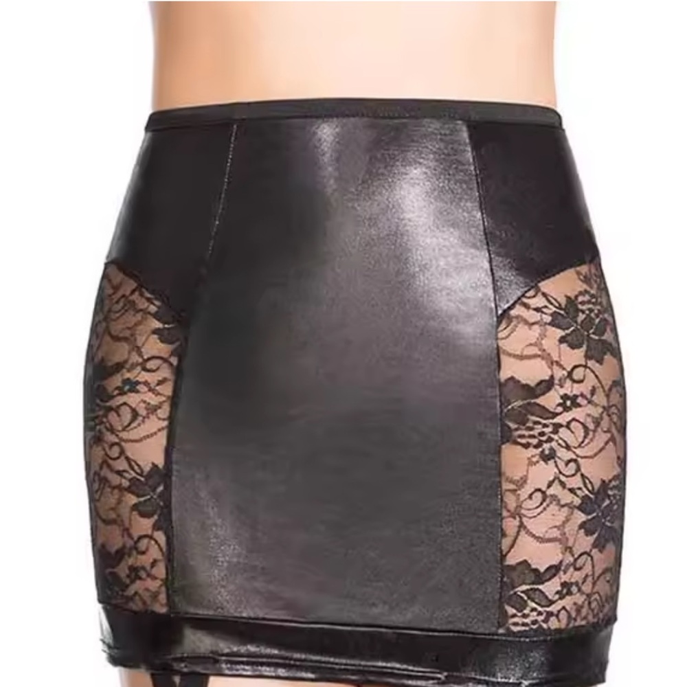 Coquette wet look mini skirt size Large